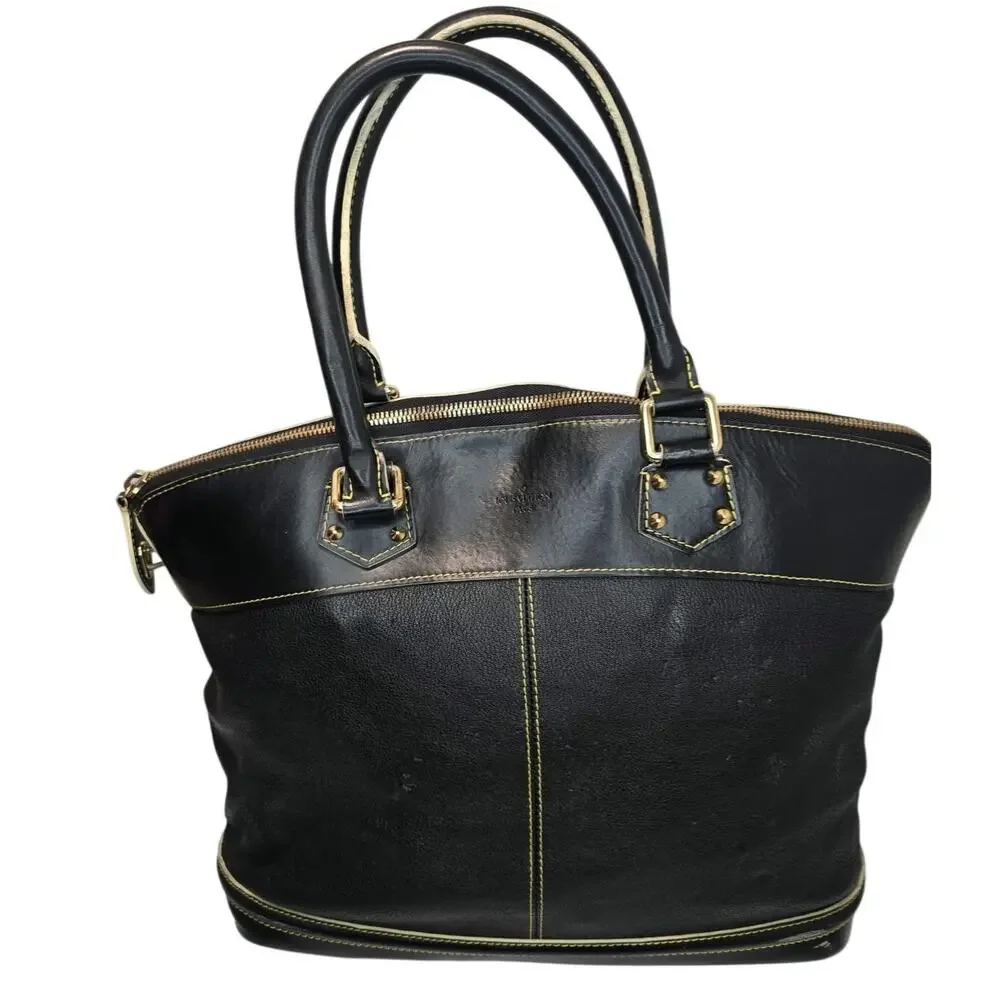 Black leather Louis Vuitton locKit bag